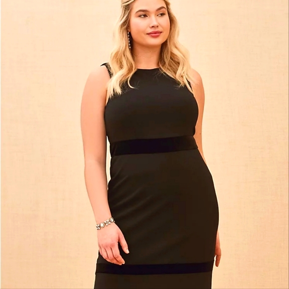 torrid Dresses & Skirts - NWT Womens Plus sz 18 Torrid long black Special Occasions Dress Velvet Stripes